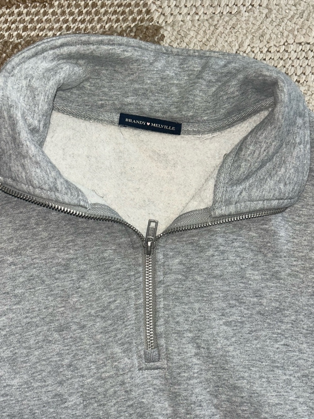 Brandy Melville Light Gray Half-Zip Pullover Sweater - Picture 3 of 4